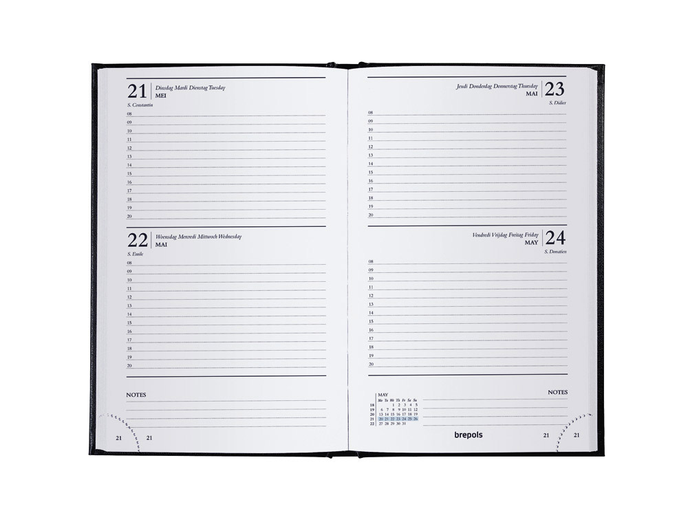 Agenda brepols saturnus lima 13x20,8 cm 2 jours/page 192   pages noir