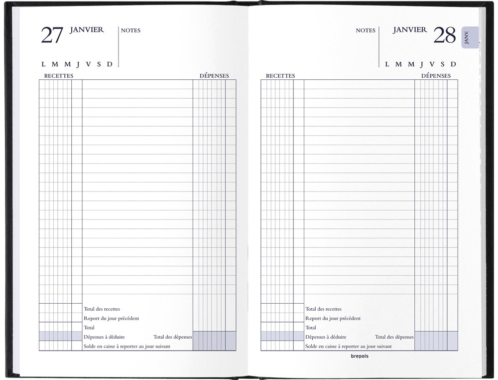 Agenda brepols perpetuel lima 13x20,8 cm 1 jour/page 384    pages noir