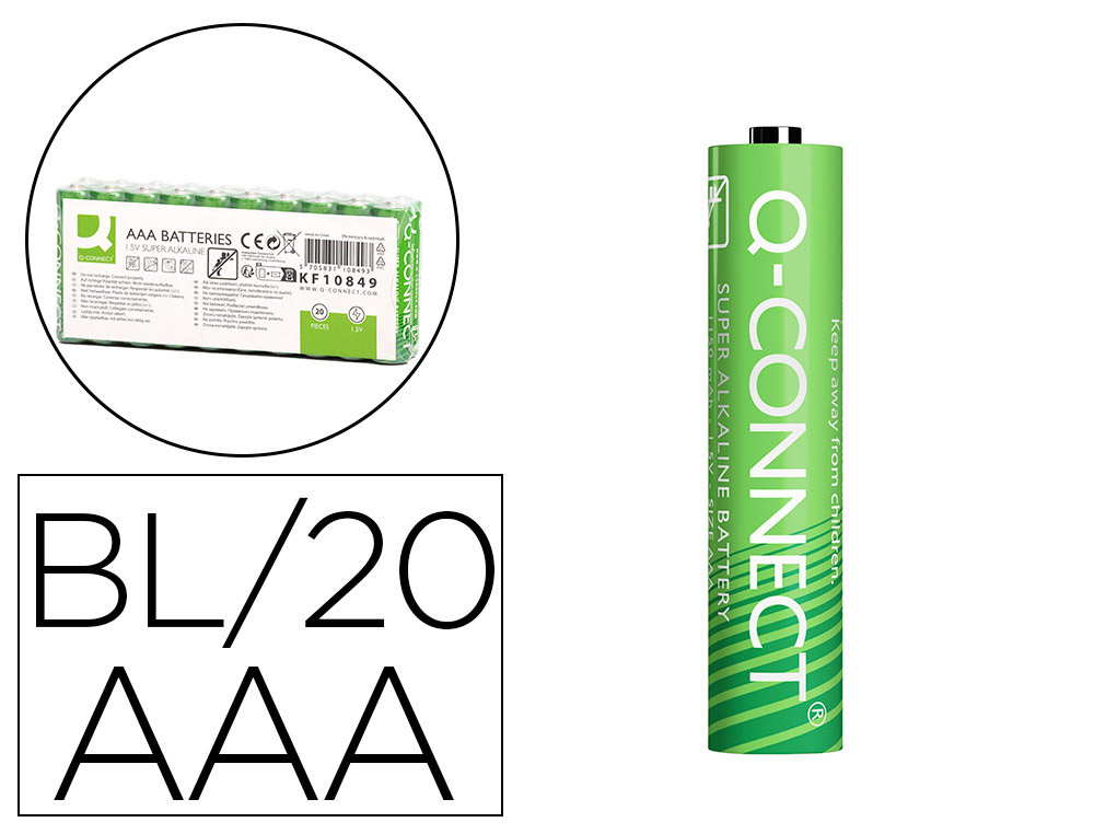Pile q-connect alcaline aaa lr03 capacité 1.5v pack 20 unités
