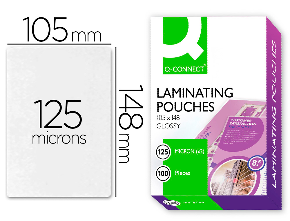 Pochette plastification q-connect à chaud économique format a6 105x148mm 125 microns boîte de 100 unités