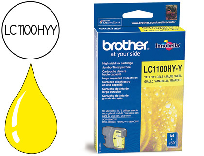 Cartouche d'encre original brother lc1100hyy 750 p jaune
