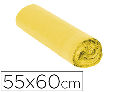 Sac poubelle domestique 55x60cm liens coulissants calibre 120 capacité 23l coloris jaune rouleau 15 unités