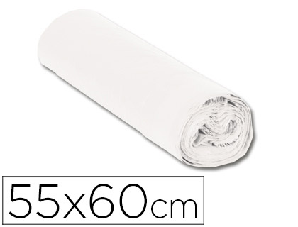 Sac poubelle domestique 55x60cm liens coulissants calibre 120 capacité 23l coloris blanc rouleau 15 unités