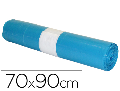 Sac poubelle industriel 70x90cm calibre 110 capacité 50l coloris bleu rouleau 10 unités