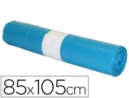 Sac poubelle industriel 85x105cm calibre 110 capacité 100l coloris bleu rouleau 10 unités