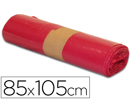 Sac poubelle industriel 85x105cm calibre 110 capacité 100l coloris rouge rouleau 10 unités