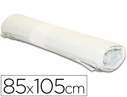 Sac poubelle industriel 85x105cm calibre 110 capacité 100l coloris blanc rouleau 10 unités