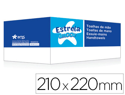 Essuie-mains amoos estrela 2 plis 21x22cm pack 20 paquets de 200 unités
