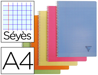Cahier clairefontaine linicolor reliure intégrale assortiment fresh a4 21x29,7cm 100 pages 90g séyès