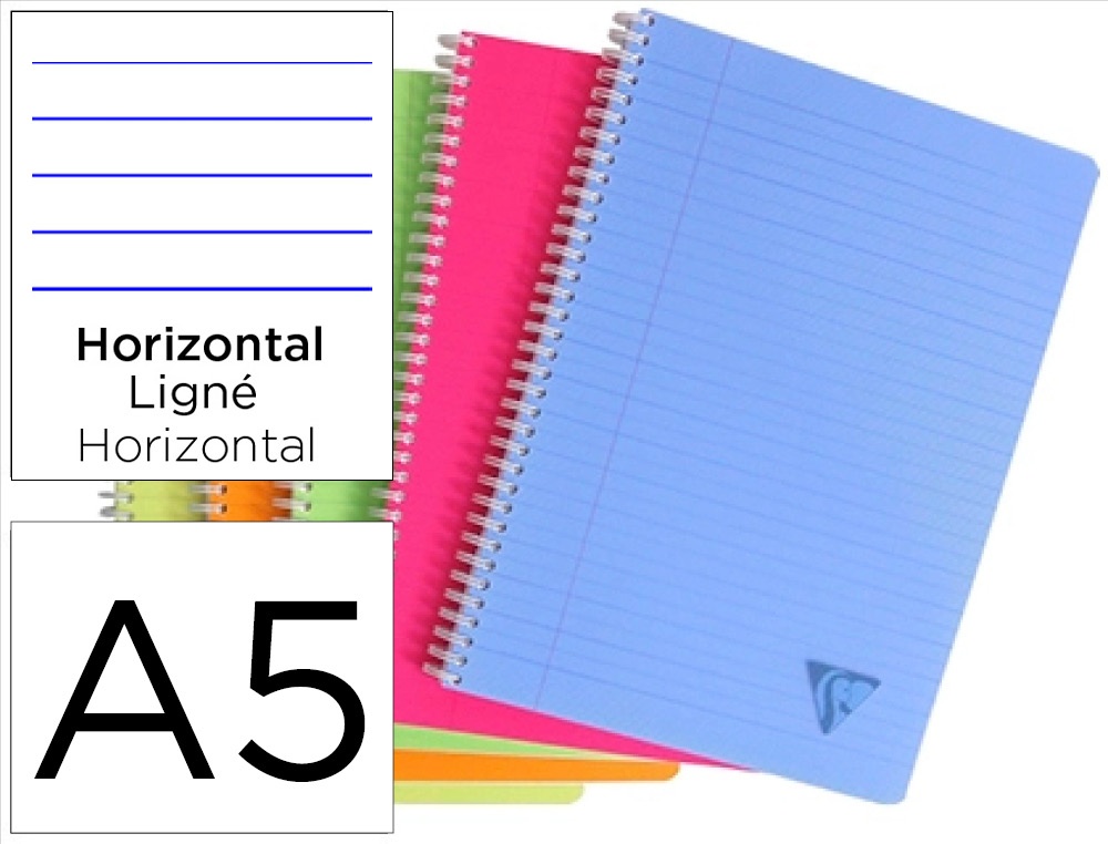 Cahier clairefontaine linicolor reliure intégrale assortiment fresh a5 14,8x21cm 180 pages 90g ligné