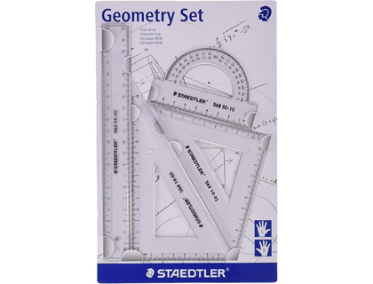 Set de géometrie staedtler mars 569 gauchers et droitiers avec règle 20cm rapporteur équerres 60 et 45 degrés