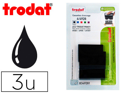 Recharge tampon trodat 4928/4958/4928t noir blister 3 unités