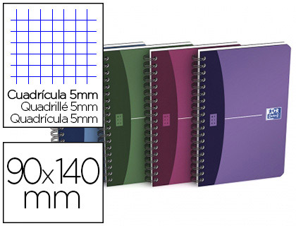 Carnet spirale oxford urban mix couverture pp reliure intégrale 9x11,4cm 180 pages 90g 5x5mm coloris assortis