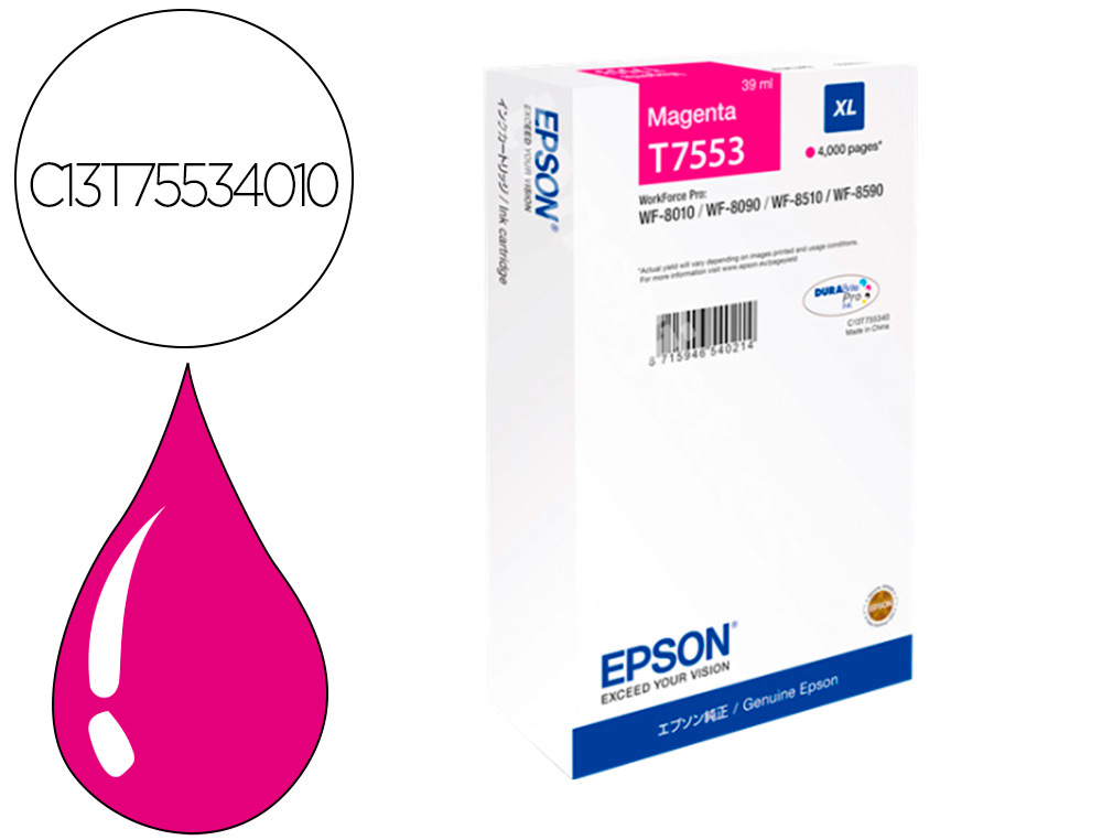 Cartouche d'encre original epson c13t75534010 jaune