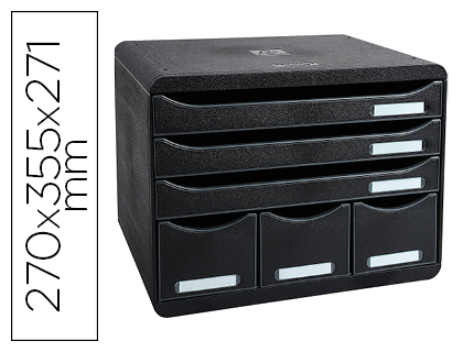 Module classement exacompta store-box maxi 3 tiroirs a4+ et 3 tiroirs étroits 270x355x271mm coloris noir