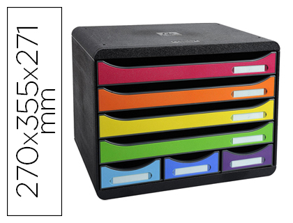 Module classement exacompta store-box maxi ecoblack 4+3 tiroirs 270x355x271mm coloris arlequin