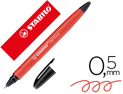 Roller gel stabilo exxx effaçable par frottement pointe moyenne tracé 0.5mm capuchon clip coloris rouge