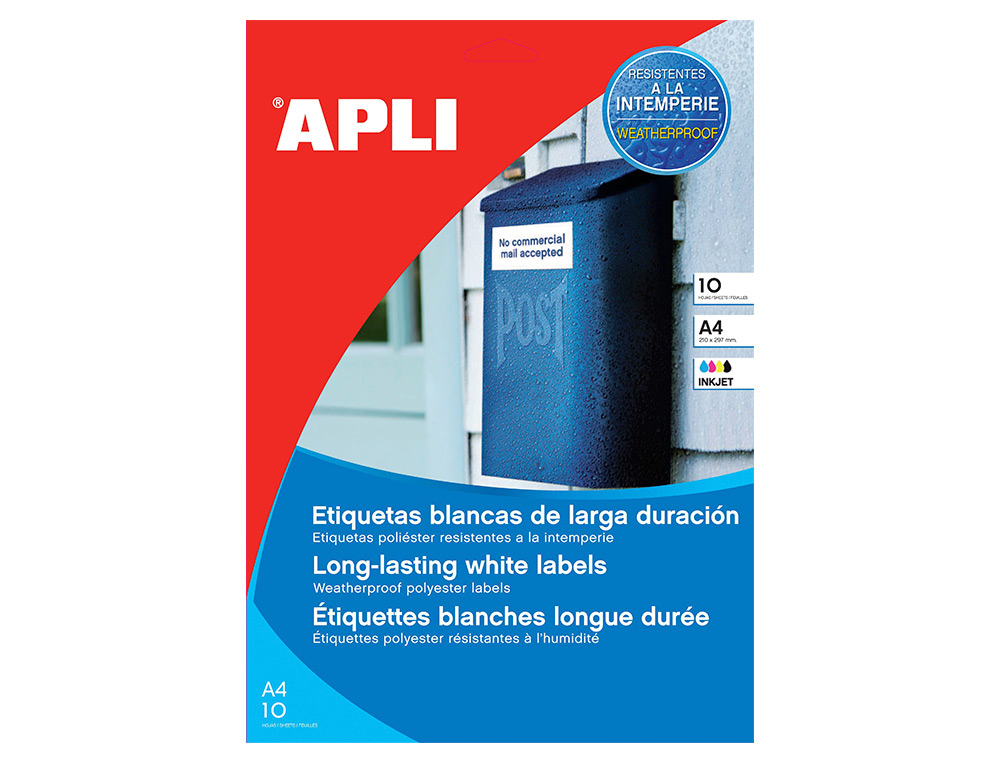 Étiquette blanche apli jet encre polyester 10 feuilles      63.5x33.9mm