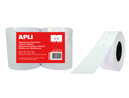 Étiquette apli agipa pour pince permanente format 21x12mm coloris blanc rouleau 1000 unités lot de 6