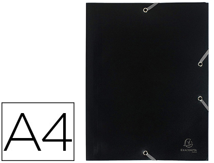 Chemise exacompta polypropylène 4/10e opaque éco 3 rabats élastiques a4+ 240x320mm coloris noir