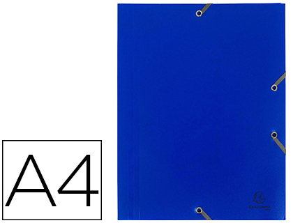 Chemise exacompta polypropylène 4/10e opaque éco 3 rabats élastiques a4+ 240x320mm coloris bleu