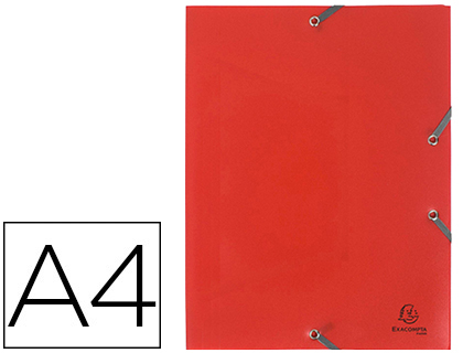Chemise exacompta polypropylène 4/10e opaque éco 3 rabats élastiques a4+ 240x320mm coloris rouge