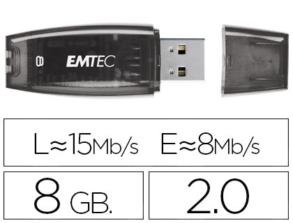Clé usb emtec 2.0 c410 8go vitesse lecture 15mb/s écriture 5mb/s avec capuchon coloris transparent violet
