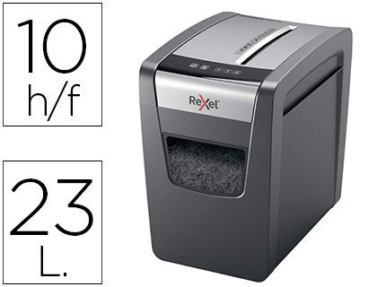 Destructeur rexel momentum x410-sl coupe croisée 4x30mm mince silencieux 10f corbeille 23l 225x370x375mm 6.5kg