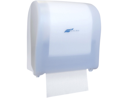 Distributeur essuie-mains coldis découpe automatique du rouleau capot transparent