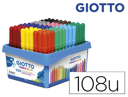 Feutre coloriage giotto turbo maxi ultra lavable testé dermatologiquement pointe bloquée étui accrochable 12 unités