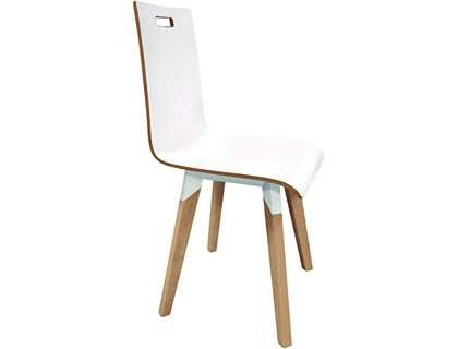 Chaise eol evasion 4 pieds avec poignée de préhension assise et dossier hêtre blanc