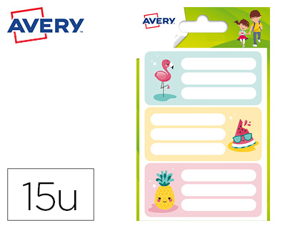 Étiquette avery scolaire flamant rose 76x34mm boîte 15 unités