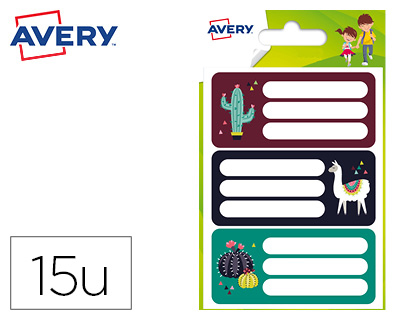 Étiquette avery scolaire lama cactus 76x34mm boite 15 unites
