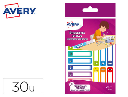 Étiquette avery stylo smiley 50x10mm boîte 30 unités