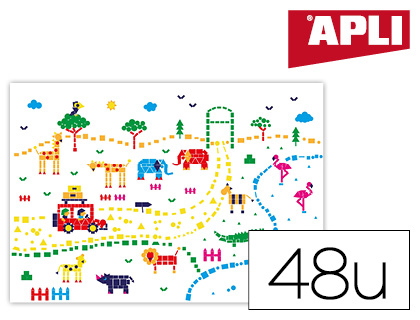 Affiche apli thème savane 700x100cm papier 150g/m2 + 48 feuilles de gommettes kit de 4 unités