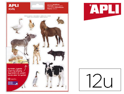 Gommettes apli agipa les animaux de la ferme pochette 12f