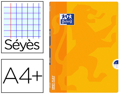 Cahier agrafé oxford openflex a4+ 24x32cm 96 pages 90g séyès coloris jaune