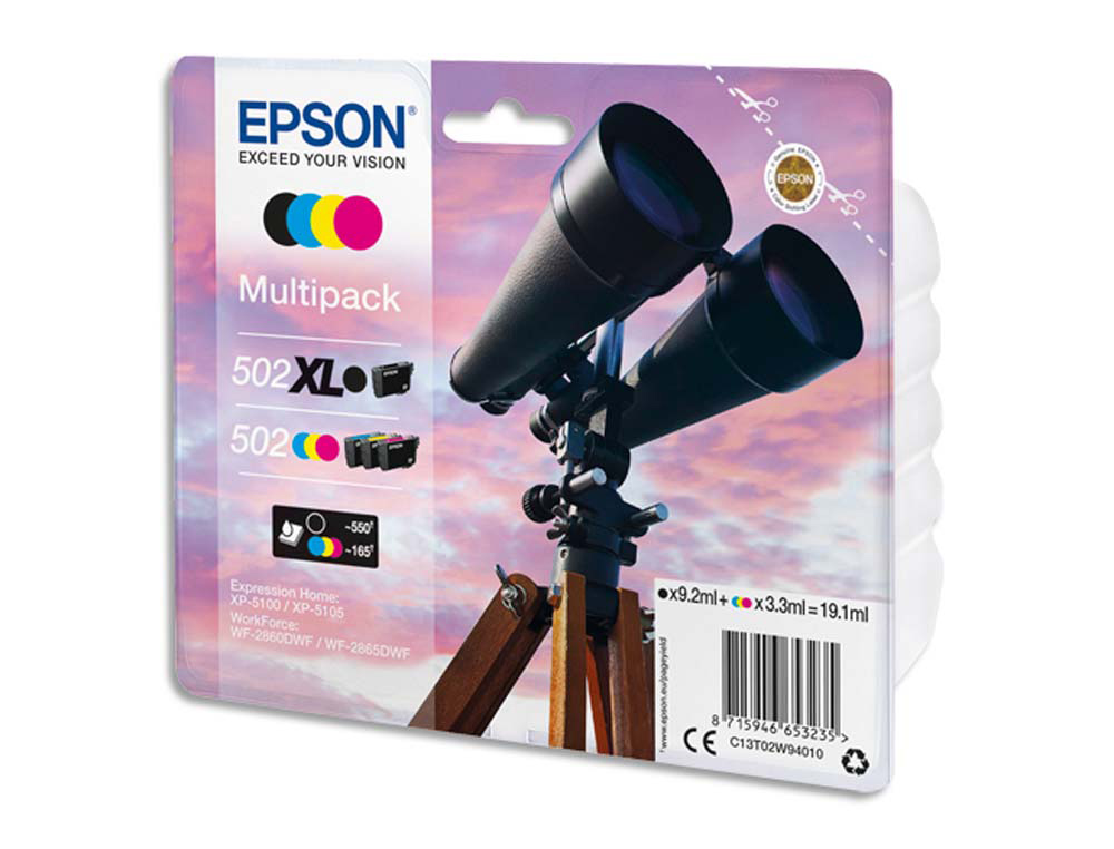 Cartouche d'encre original epson 502xl 470 p noir/cyan/magenta/jaune pack 4 couleur