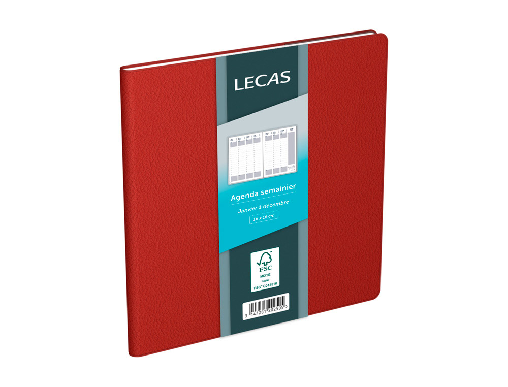 Agenda lecas classique 1 semaine sur 2 pages dim.      160x160mm assorti