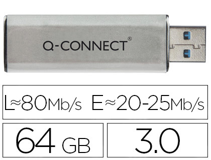 Clé usb q-connect 3.0 64gb lecture175mb/s écriture 60mb/s    rétractable interface superspeed 3.0 compatible usb 2.0