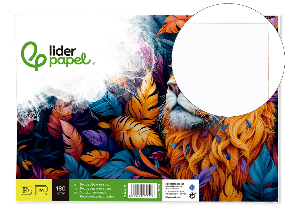 Bloc liderpapel papier dessin artistique encollé sans encadrement 180g/m2 format a4+ 230x325mm 20f
