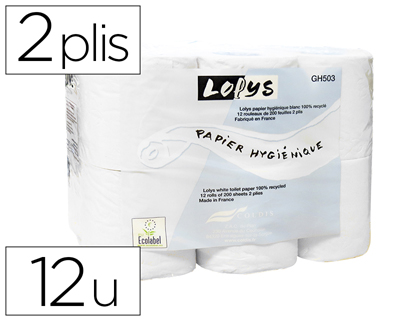 Papier toilette double épaisseur paquet 12 rouleaux