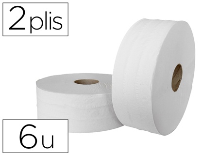Papier toilette jumbo pure ouate blanche lisse prédécoupé 2 plis 320m paquet 6 rouleaux
