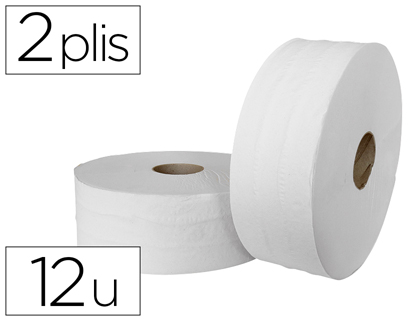 Papier toilette mini jumbo pure ouate blanche gauffrée prédécoupé 2 plis 180m paquet 12 rouleaux