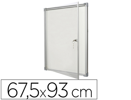 Vitrine d'intérieur vanerum extra plate fond métal magnétique porte battante serrure capacité 9 feuilles a4 67,5x93cm