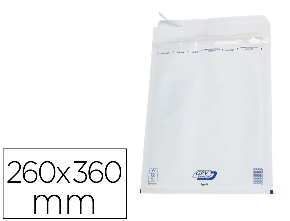 Pochette gpv bulles air kraft blanc 75g 260x360mm h boîte 100 unités