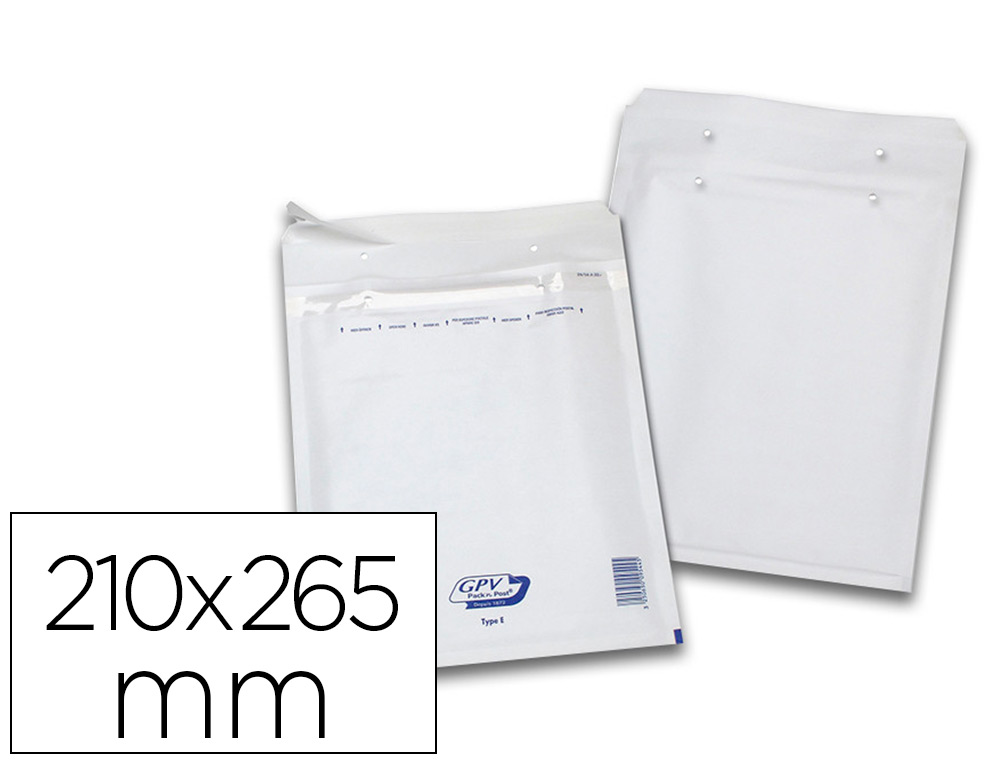 Pochette gpv bulles air kraft blanc 75g 210x265mm e boîte 100 unités
