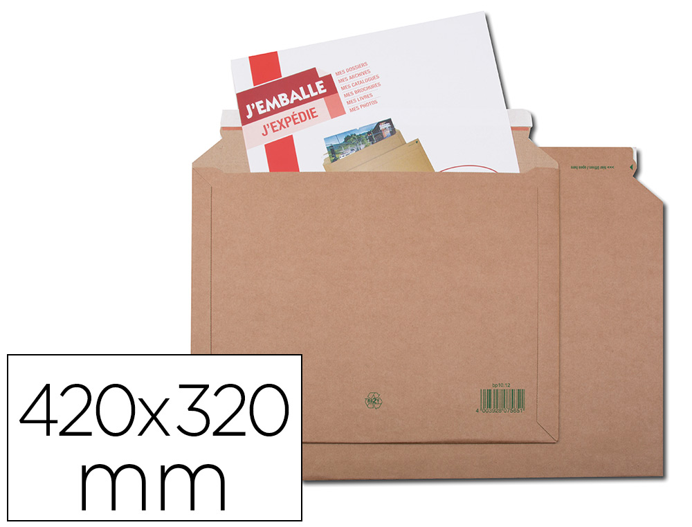Pochette gpv expédition carton anti-pli 420x320mm paquet 2 unités