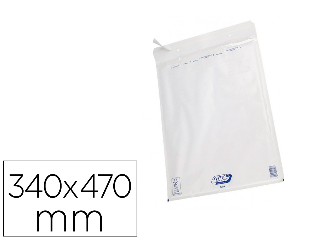 Pochette gpv bulles air kraft blanc 75g 340x470mm k boîte 50 unités
