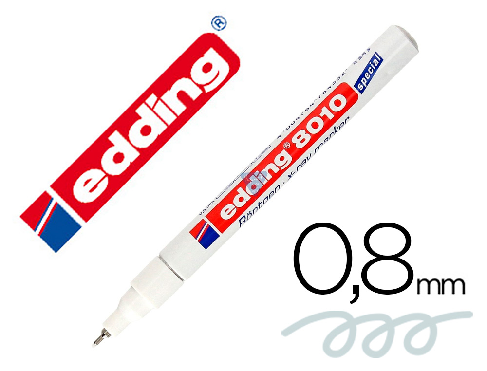 Marqueur edding e-8010 x-ray pointe ogive trait 0.8mm photo/radio hôpitaux résistant eau lumière abrasion blanc opaque
